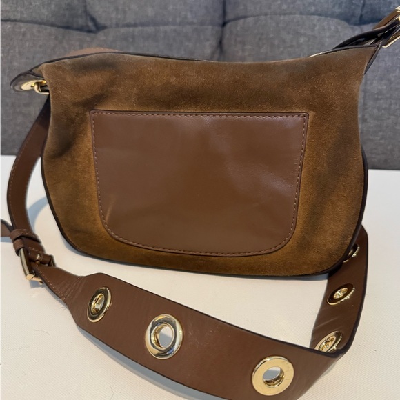 Michael Kors Brown Suede Shoulder Bag with Gold Accents - Picture 3 of 4